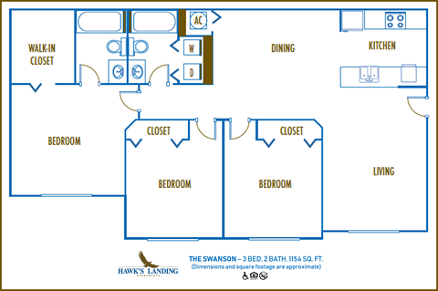 Three bedroom floor plan Hawks Landing in Fort Myers Florida
